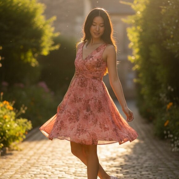 Eliza J Dresses & Skirts - Eliza J Dress Overlay Sleeveless Halter Top A Line V Neck Gauzy Size 6 MSRP $156